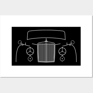 Armstrong Siddeley Sapphire 346 1950s classic British saloon car white outline graphic Posters and Art